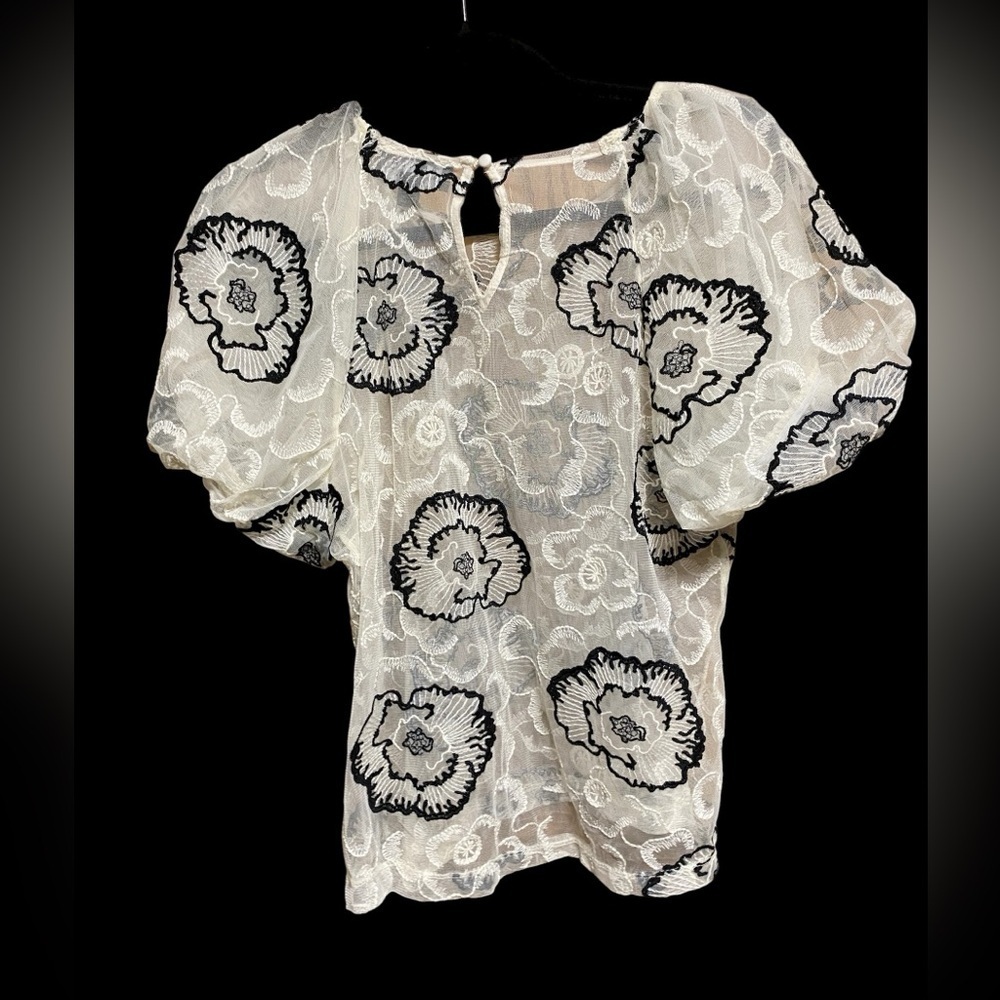 Vintage Y2K Babydoll Top Medium Mesh Fairy Boho Lace Indie Coquette - Picture 5 of 8
